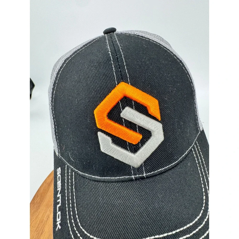 ScentLok Mens Black Gray‎ Mesh Trucker Hat Embroidered Logo Outdoor Gear